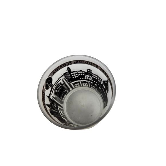 Vintage 90s Universal Studios Frosted Rocks Glass Park Black Gold Nostalgia - Picture 2 of 6